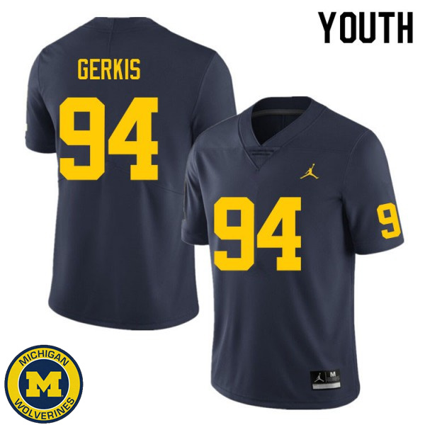 Youth Michigan Wolverines #94 Izaak Gerkis Navy University Jersey